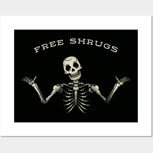 Free Shrugs Skeleton Sign by Tobe Fonseca Posters and Art